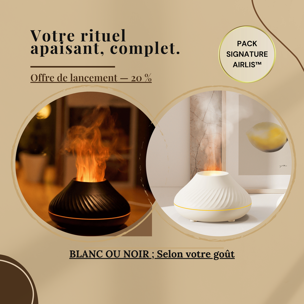 Pack sensoriel Airlis™ — Diffuseur Flamme + Trio d’huiles (3×10 ml)