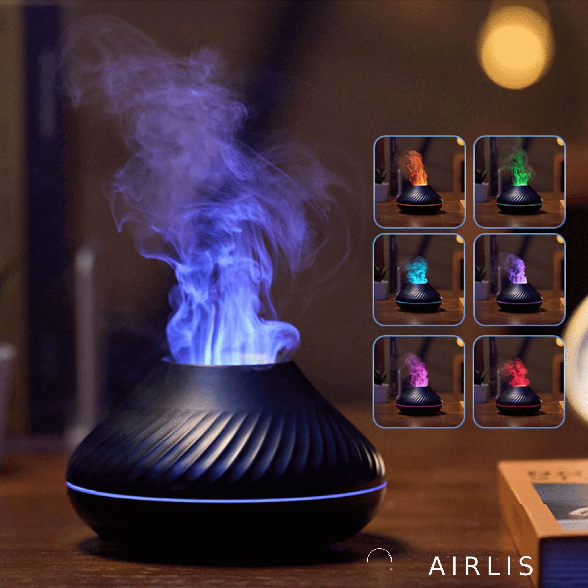 Diffuseur Airlis LED 7 couleurs – brume froide, changement d’ambiance lumineux